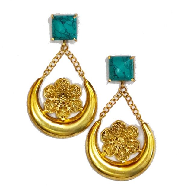 Turquoise Chand Dangler