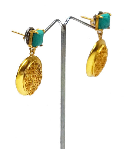 Turquoise Round Filigree Dangler