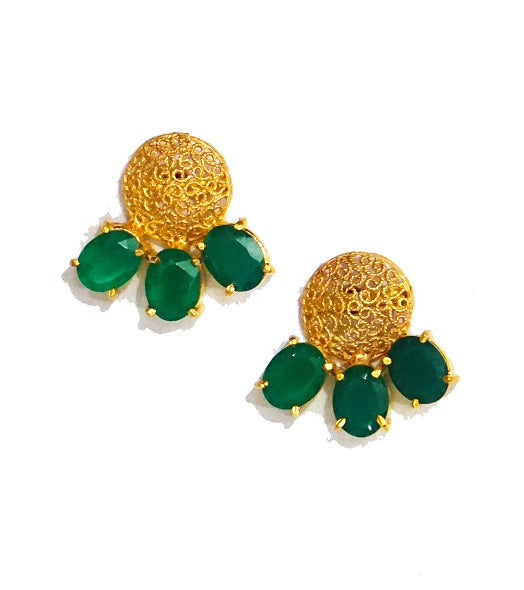 Filigree Green Stone Stud