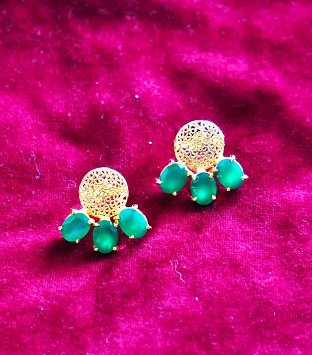 Filigree Green Stone Stud