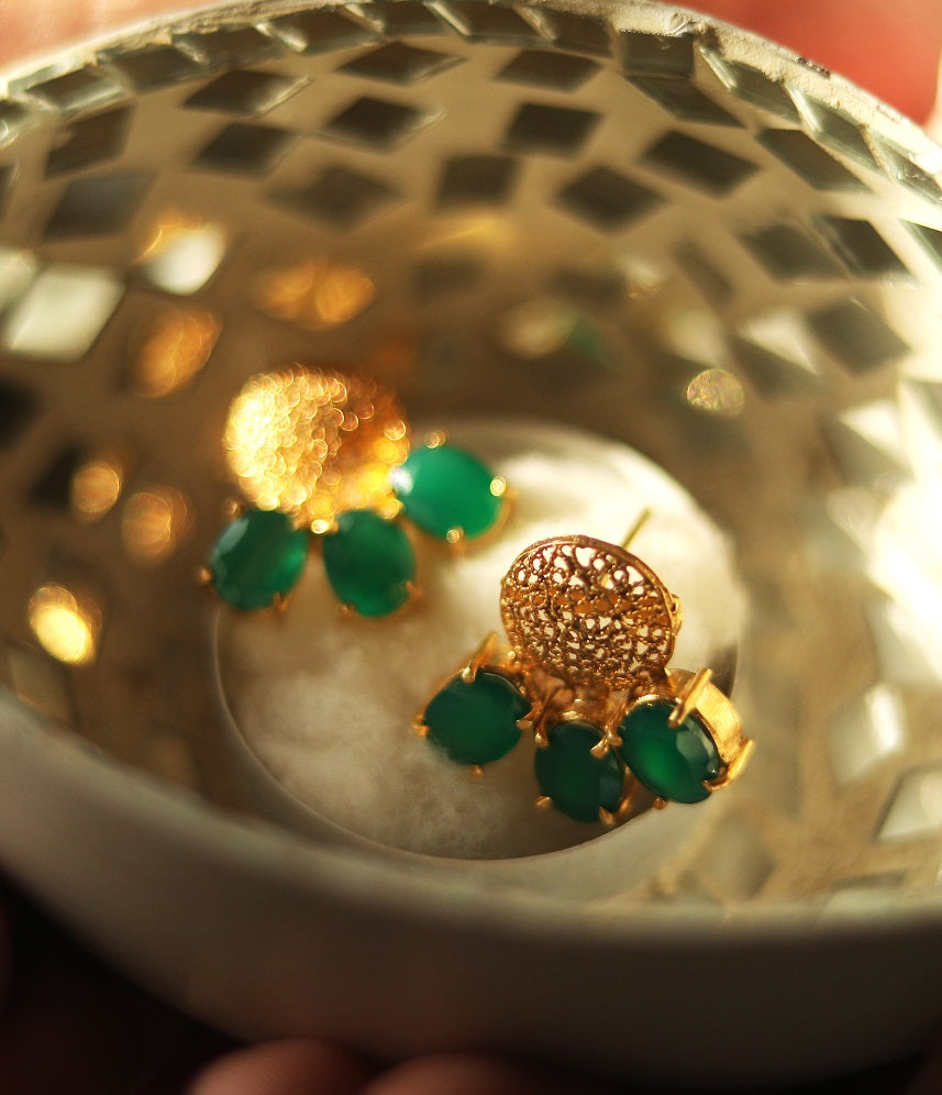 Filigree Green Stone Stud