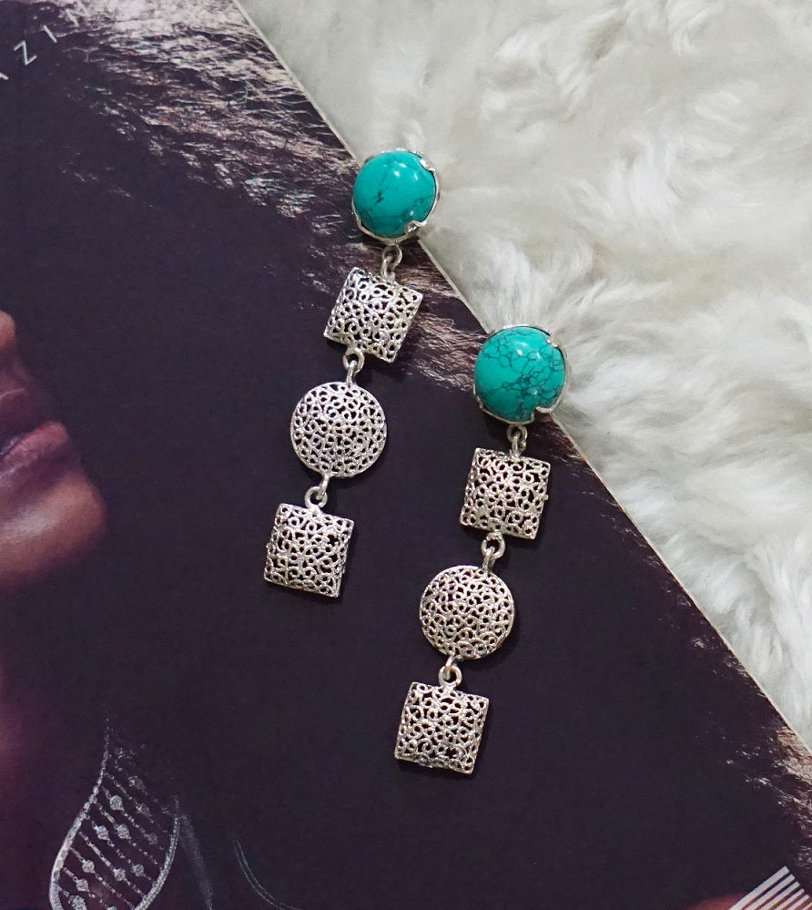 Turquoise Round Square Dangler