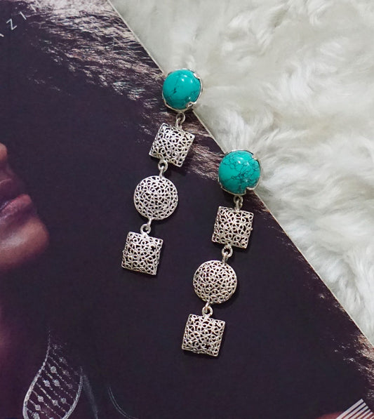 Turquoise Round Square Dangler