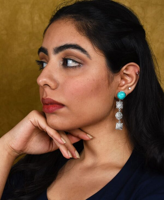 Turquoise Round Square Dangler