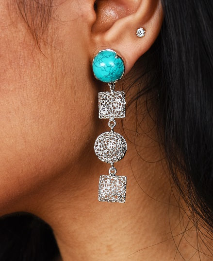 Turquoise Round Square Dangler