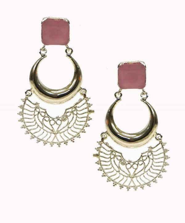 Rose Quartz Chandbali Dangler