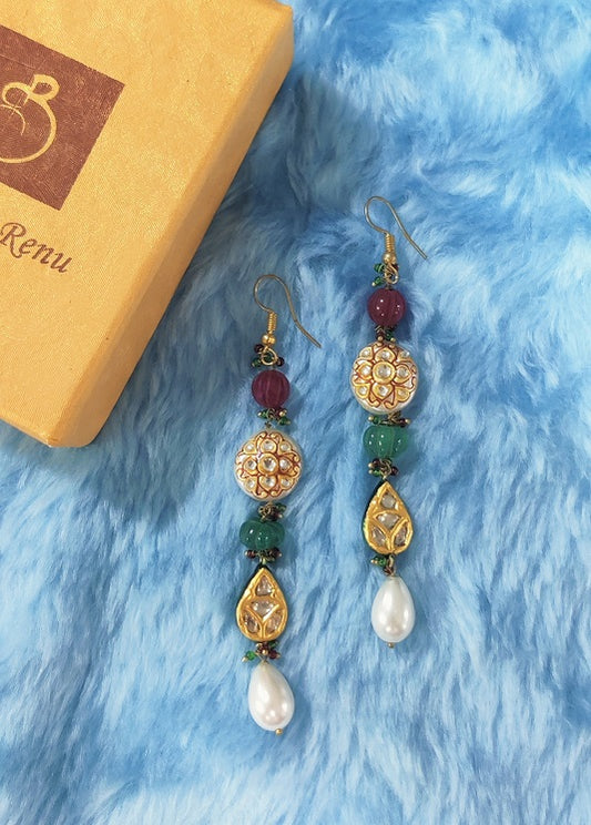 Red Green Pear Drop Earrings