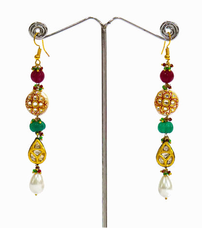 Red Green Pear Drop Earrings