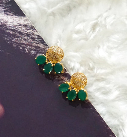 Filigree Green Stone Stud