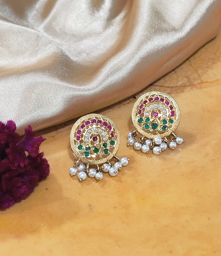 Aari Round White Studs