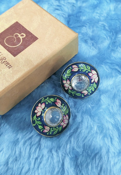 Blue Meenakari Stud