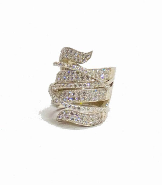 White Spiral Cocktail Ring
