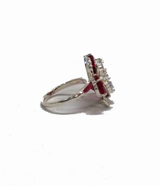 Red Flower Cocktail Ring