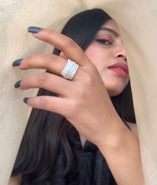 White Elegant Cocktail Ring