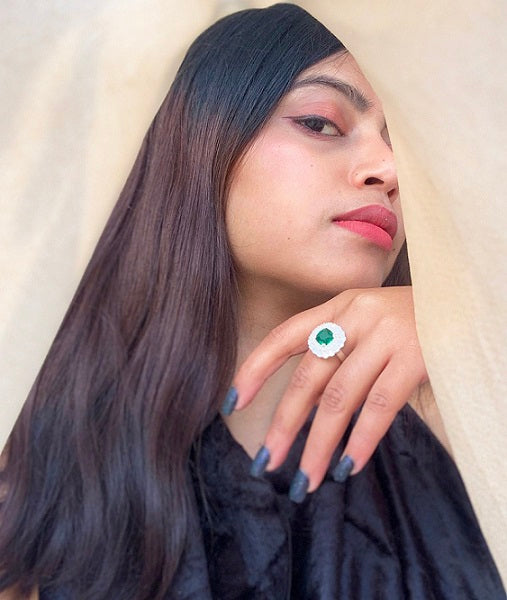 Green Square Cocktail Ring