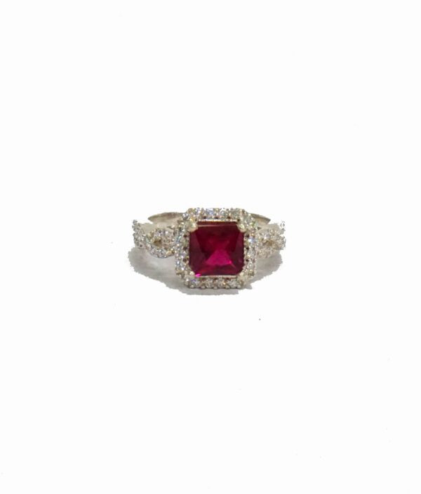 Red Mounted Cocktail Ring