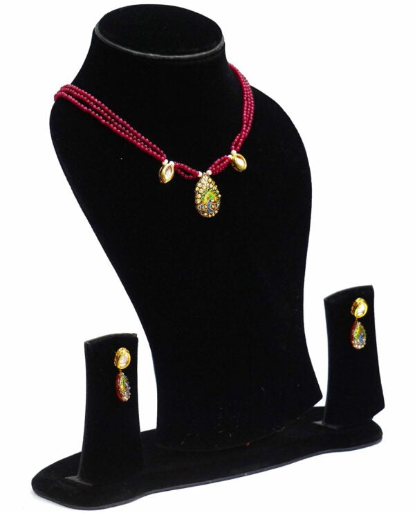 Red Peacock Paint Necklace Set