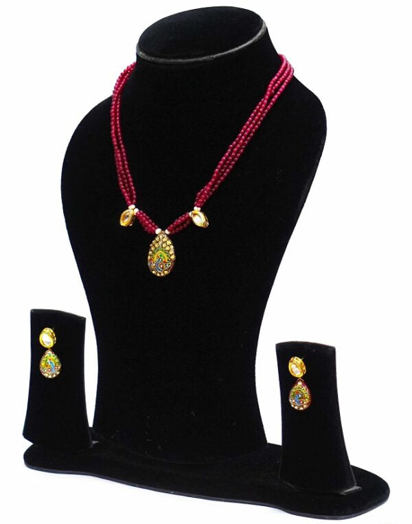 Red Peacock Paint Necklace Set
