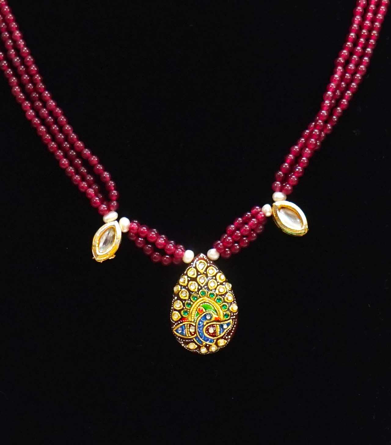 Red Peacock Paint Necklace Set