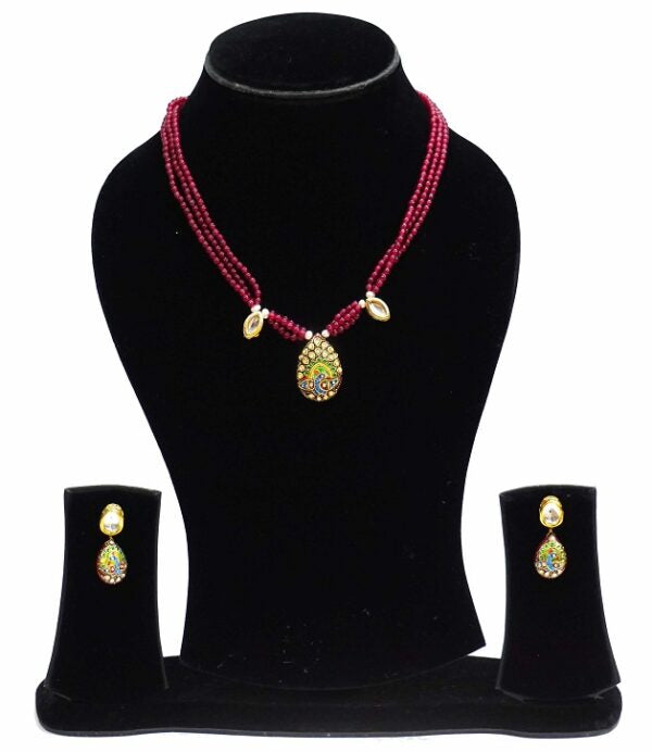 Red Peacock Paint Necklace Set