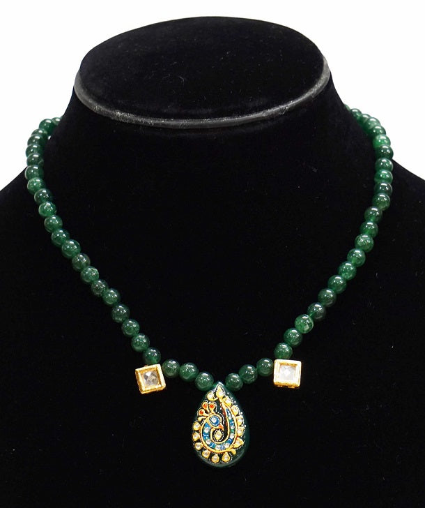 Green Peacock Paint Necklace Set