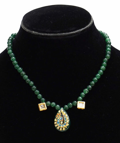 Green Peacock Paint Necklace Set