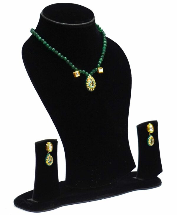 Green Peacock Paint Necklace Set