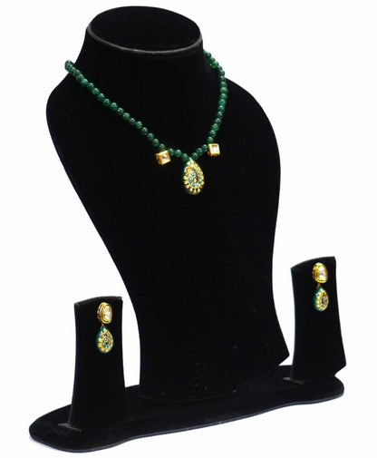 Green Peacock Paint Necklace Set
