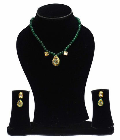 Green Peacock Paint Necklace Set