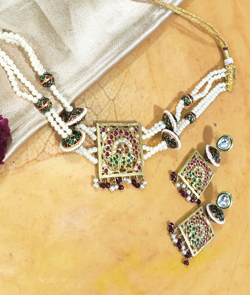 Aari Square Designer Necklace Set