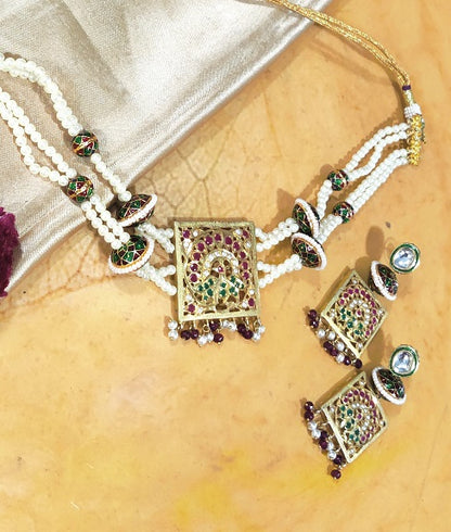 Aari Square Designer Necklace Set
