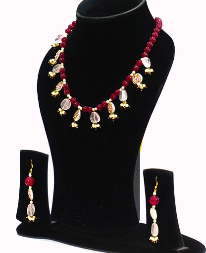 Rose Quartz MOP Paint Necklace Set