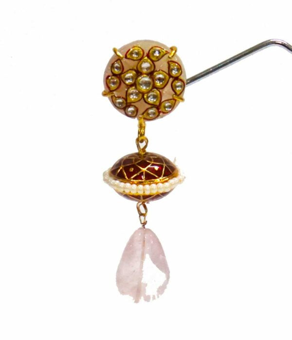 Rose Quarts Flower Painted Danglers
