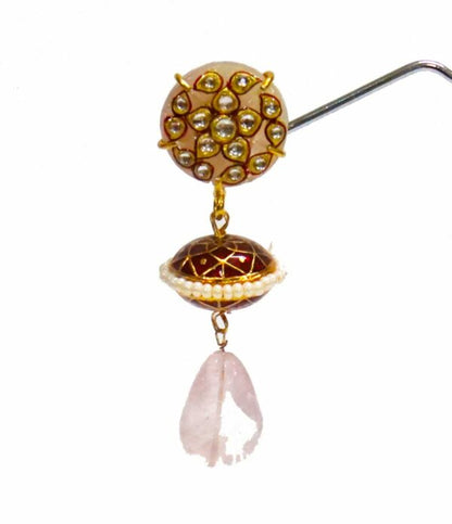Rose Quarts Flower Painted Danglers