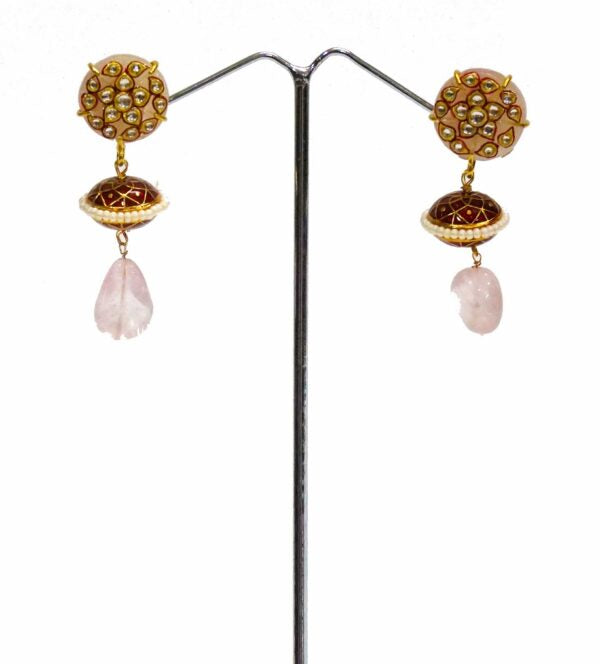Rose Quarts Flower Painted Danglers