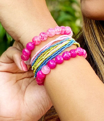 Pink Beads Hand Bracelet