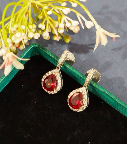 Red Pear Drop Earring