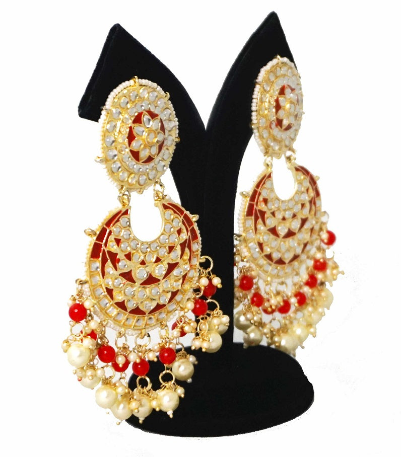 Alankar Red Chandbali