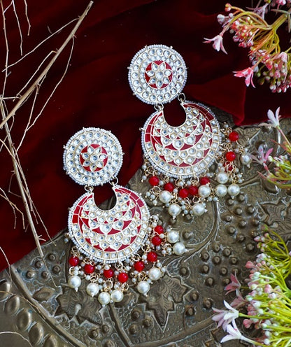 Alankar Red Chandbali