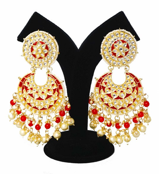 Alankar Red Chandbali