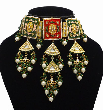 Alankar Red Meenakari Princess Set