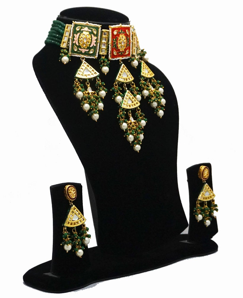 Alankar Red Meenakari Princess Set