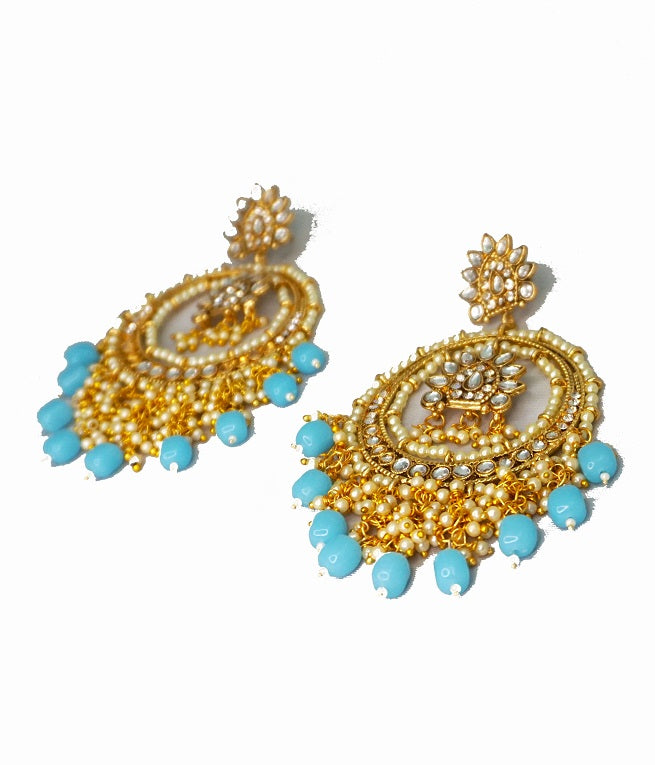 Alankar Turquoise Bold Chandbali