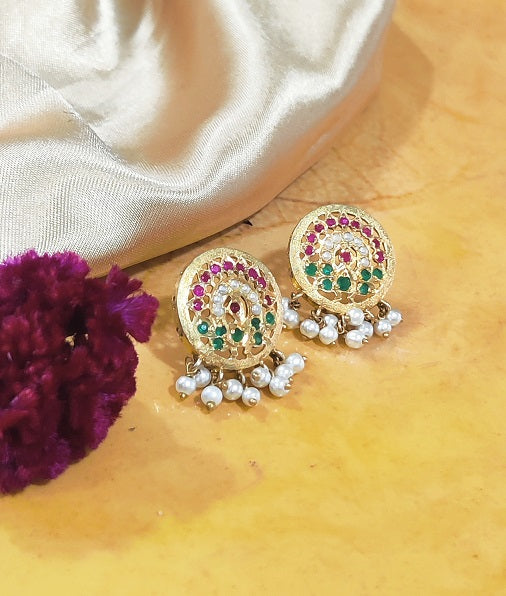 Aari Round White Studs