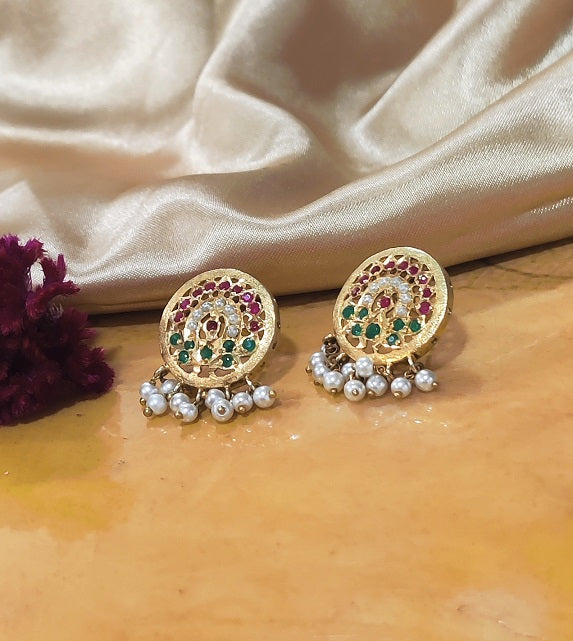 Aari Round White Studs