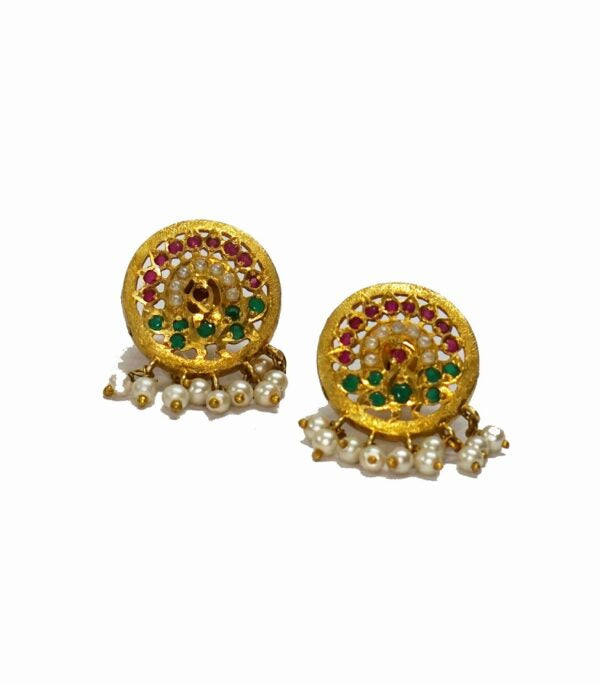 Aari Round White Studs