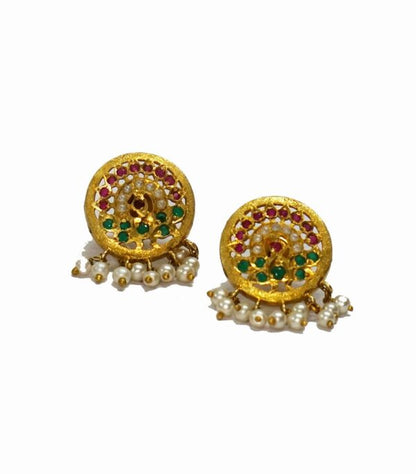 Aari Round White Studs