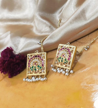 Aari Square White Studs