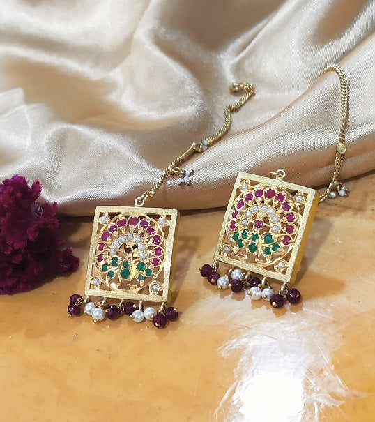 Aari Square Red White Studs