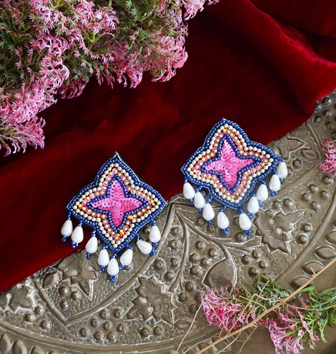 Alankar Purple Pink Bling Earring
